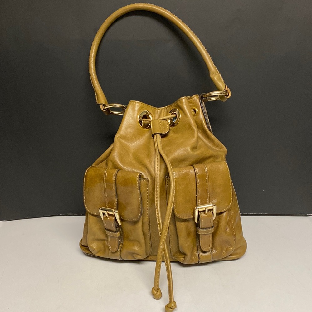 HYPE Leather Cinch Opening Shoulder Bag Purse